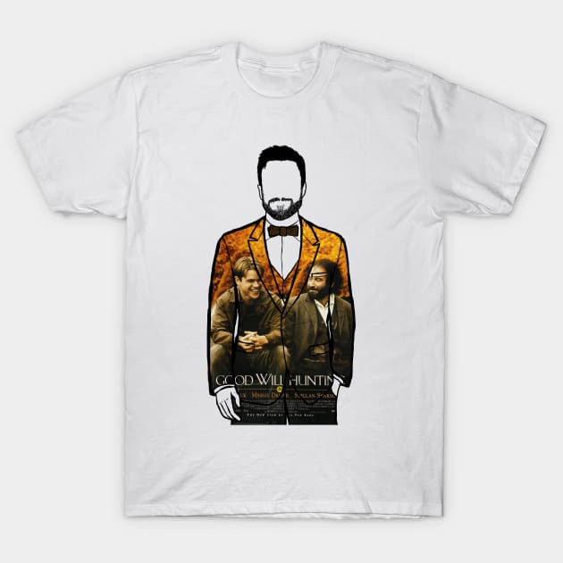 A portrait of Ben Affleck screenwriter behind Good Will Hunting T-Shirt by Youre-So-Punny